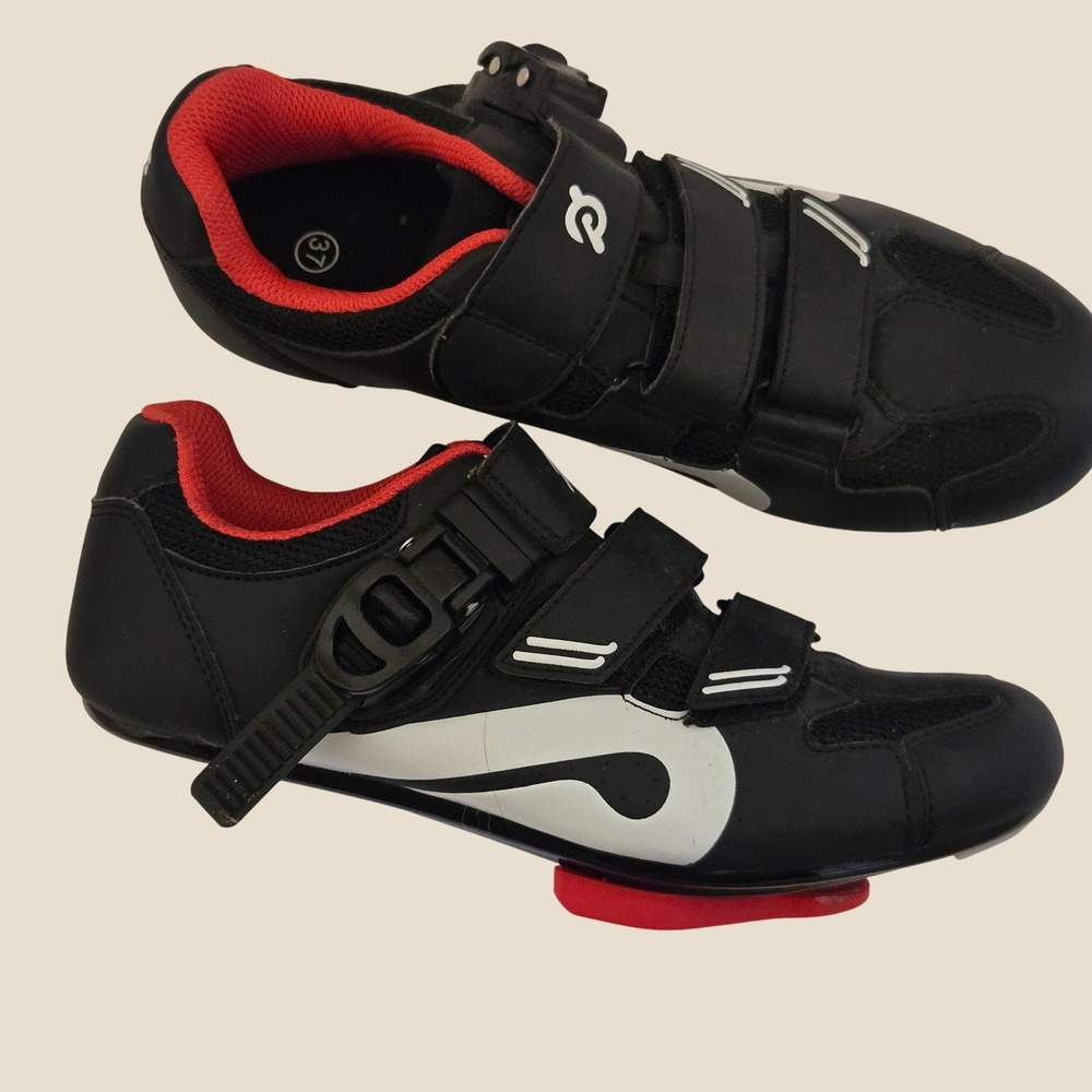 Peloton Cycling Shoes Black White Red Indoor Bike Shoes Women Size 37 US 6.5